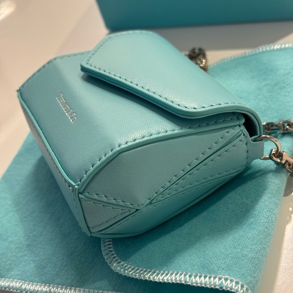 Authentic Tiffany Blue Tiffany T Nano Micro Leather Bag Pouch Purse Charm - Picture 9 of 11